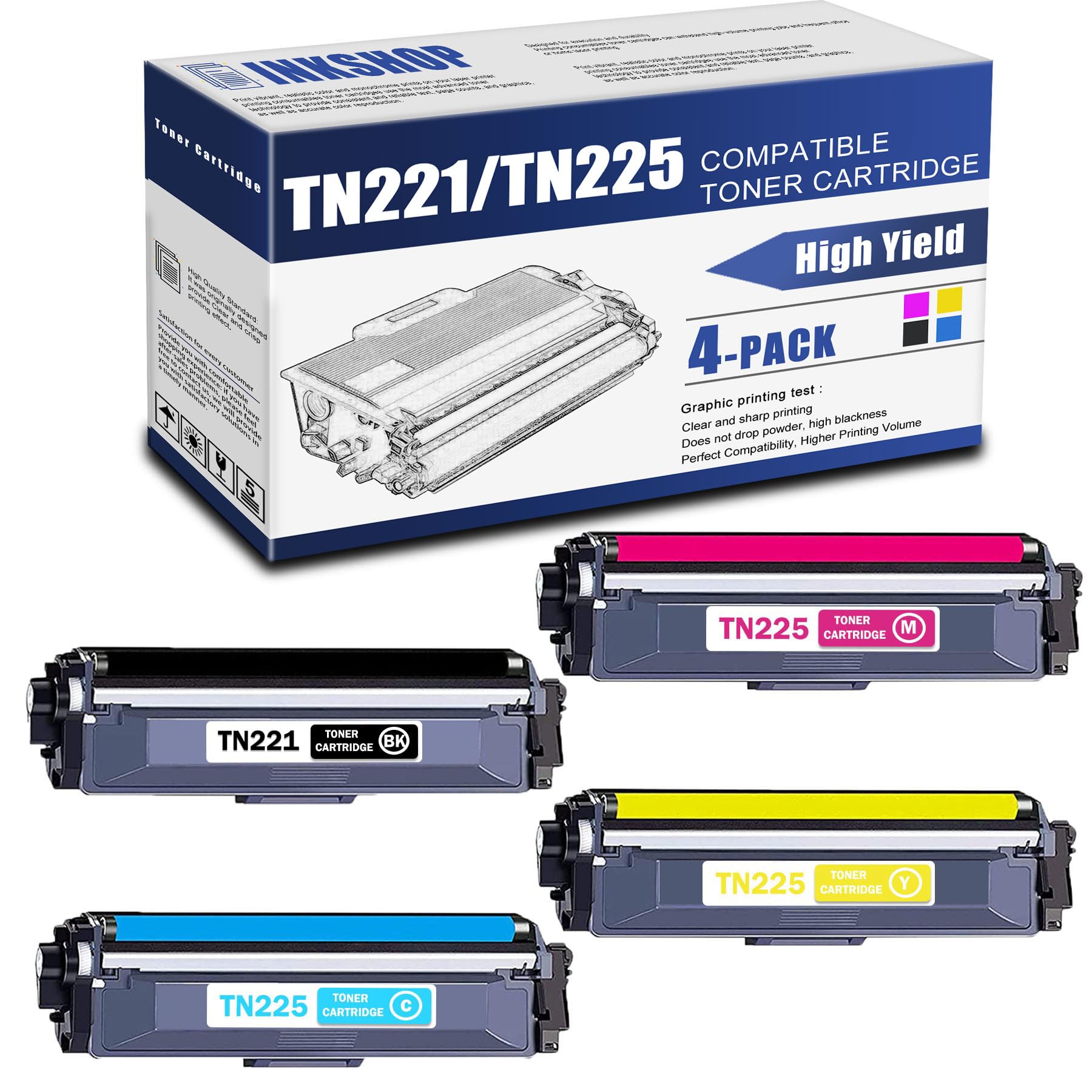 Amazon.com: TN225 TN-225 Compatible TN-221BK TN-225C TN-225Y TN
